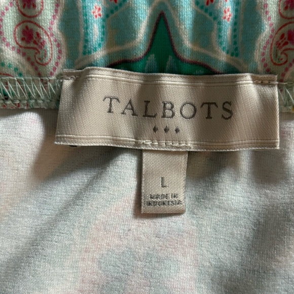 Talbots Light Blue Paisley Floral Stretch Elastic Waist Skirt - Size Large - Picture 9 of 13